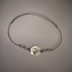 Bransoletka na sznurku księżyc srebro 925