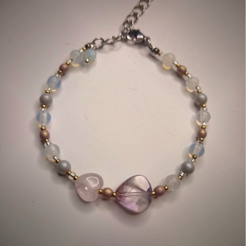 Bransoletka serce z ametystu Lavender Ice