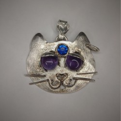 Srebrny wisiorek Amethyst Cat