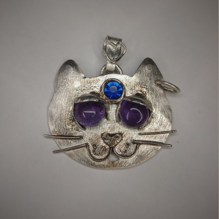Srebrny wisiorek Amethyst Cat