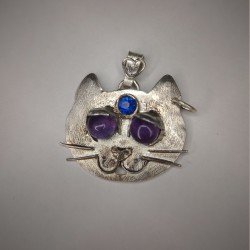 Srebrny wisiorek Amethyst Cat