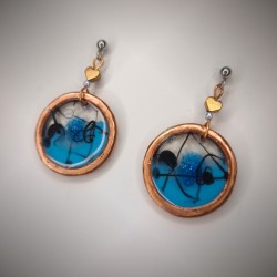 Kolczyki miedziane z niebieską żywicą  Copper Blue