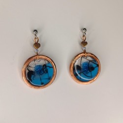 Kolczyki miedziane z niebieską żywicą  Copper Blue